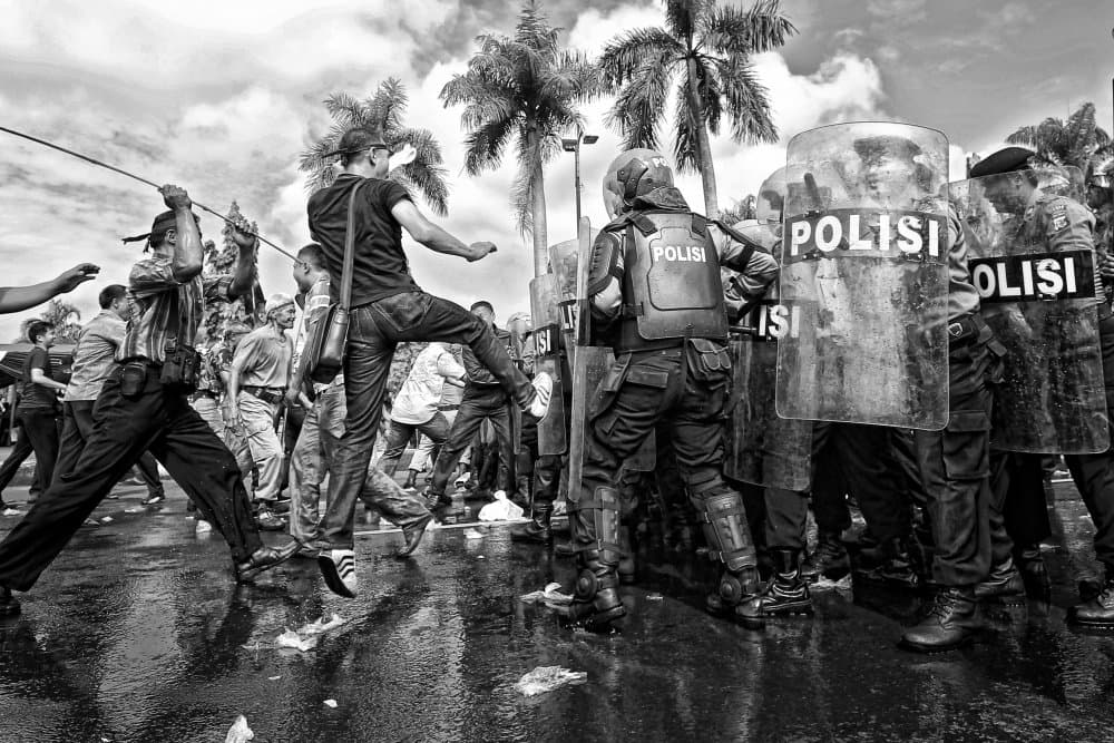 Dynamic Street Protest by m salim bhayangkara — canvas wall art