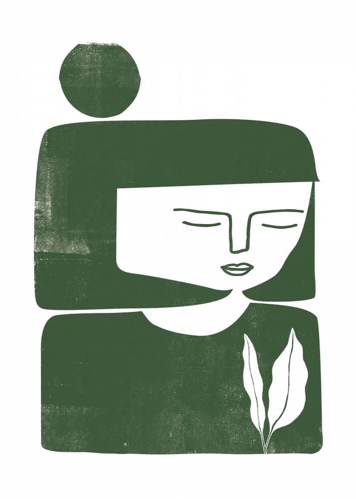 Calm Green Woman by The Printable Studio — canvas wall art