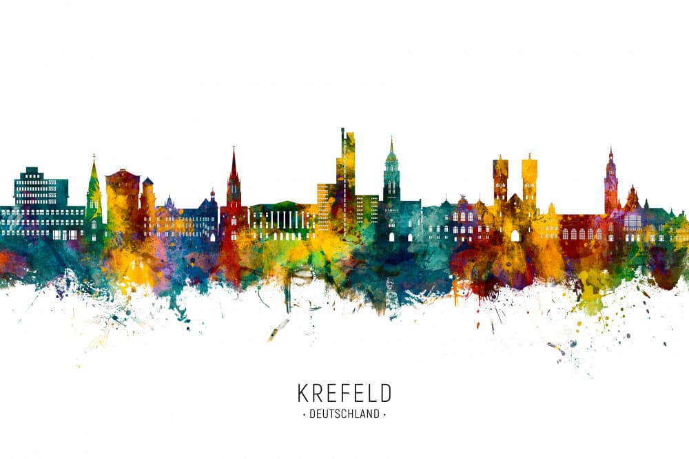 Vibrant Krefeld Skyline by Michael Tompsett — canvas wall art