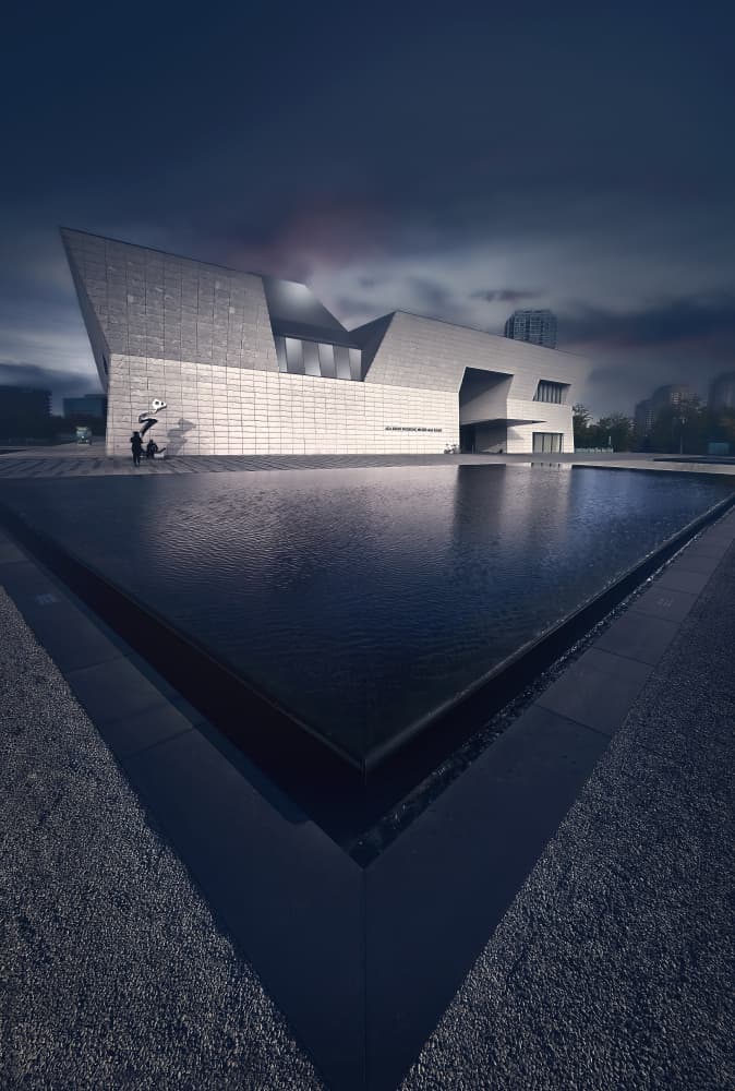Dark Architectural Reflection by Larry Deng APA — canvas wall art