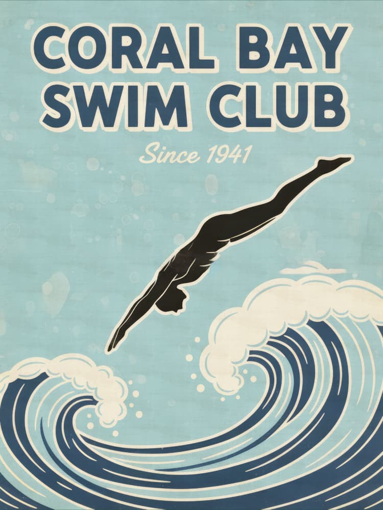Vintage Swim Club Diver by Andreas Magnusson — canvas wall art