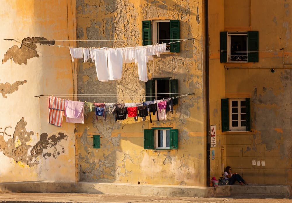 Sunny European Laundry by Uschi Hermann — canvas wall art
