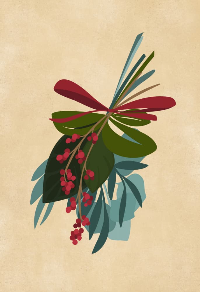 Festive Winter Berries by Rosana Laiz Blursbyai — canvas wall art