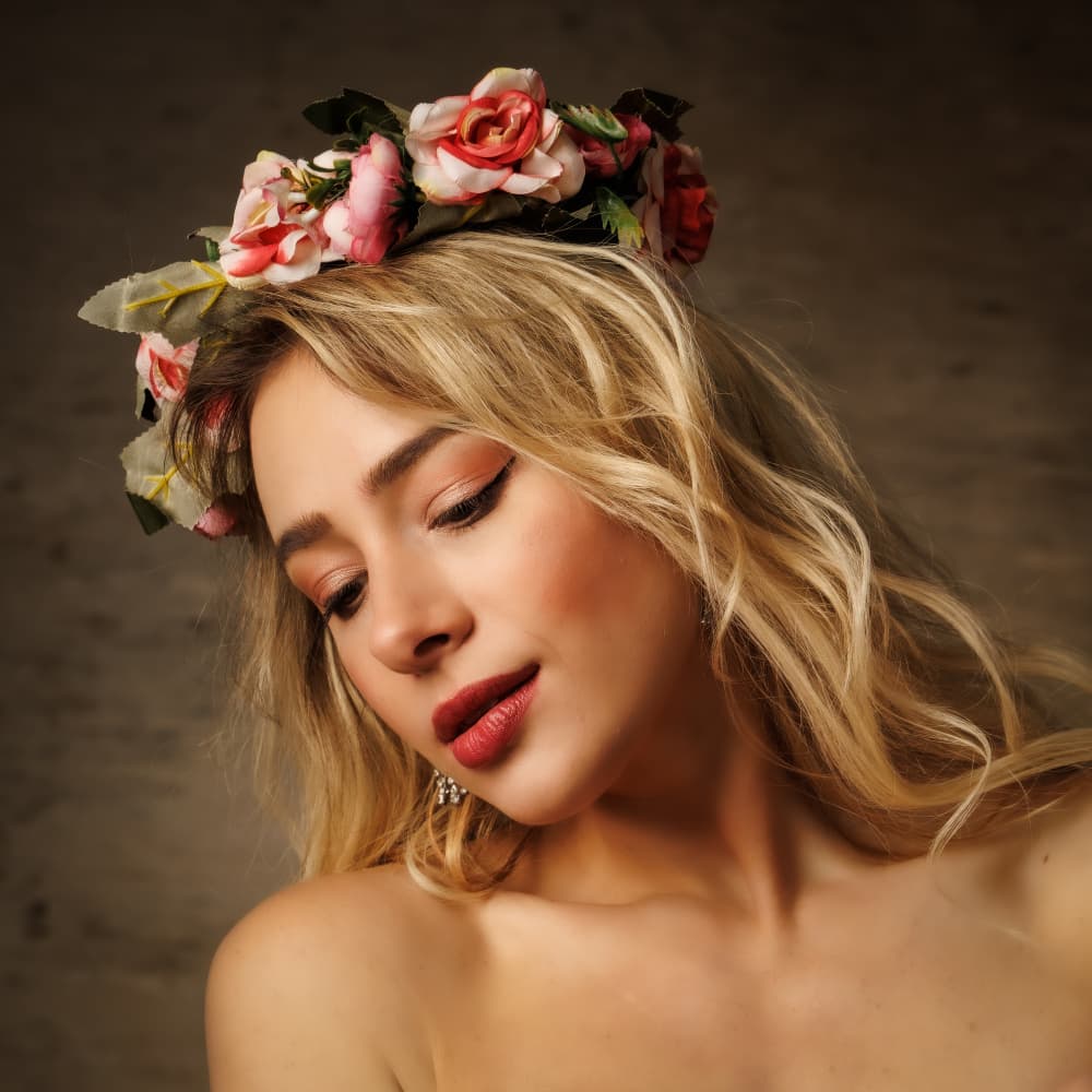 Blonde with Flower Crown by David Bennion — canvas wall art