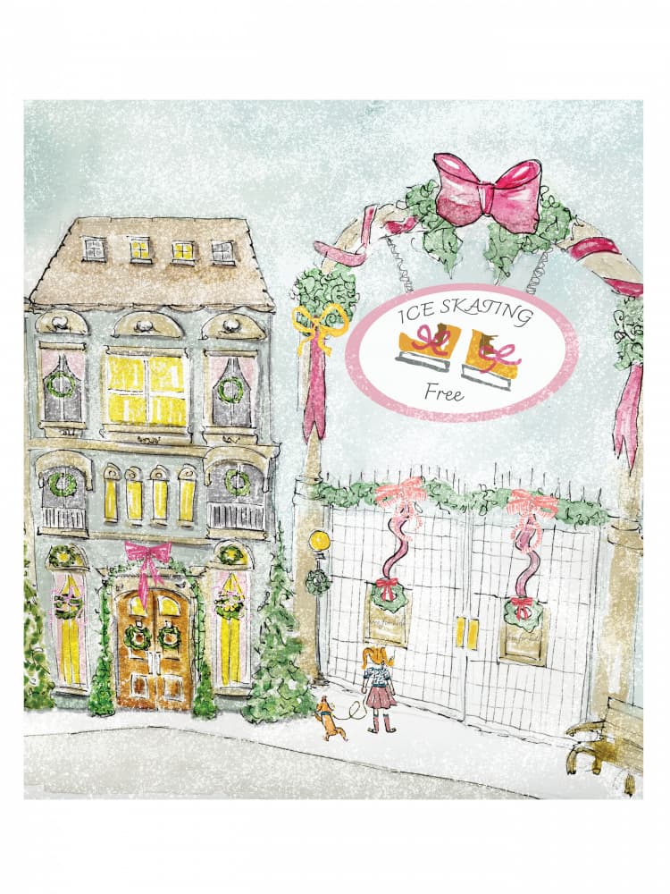 Charming Ice Skating Street by Breanna Megan Studio — canvas wall art
