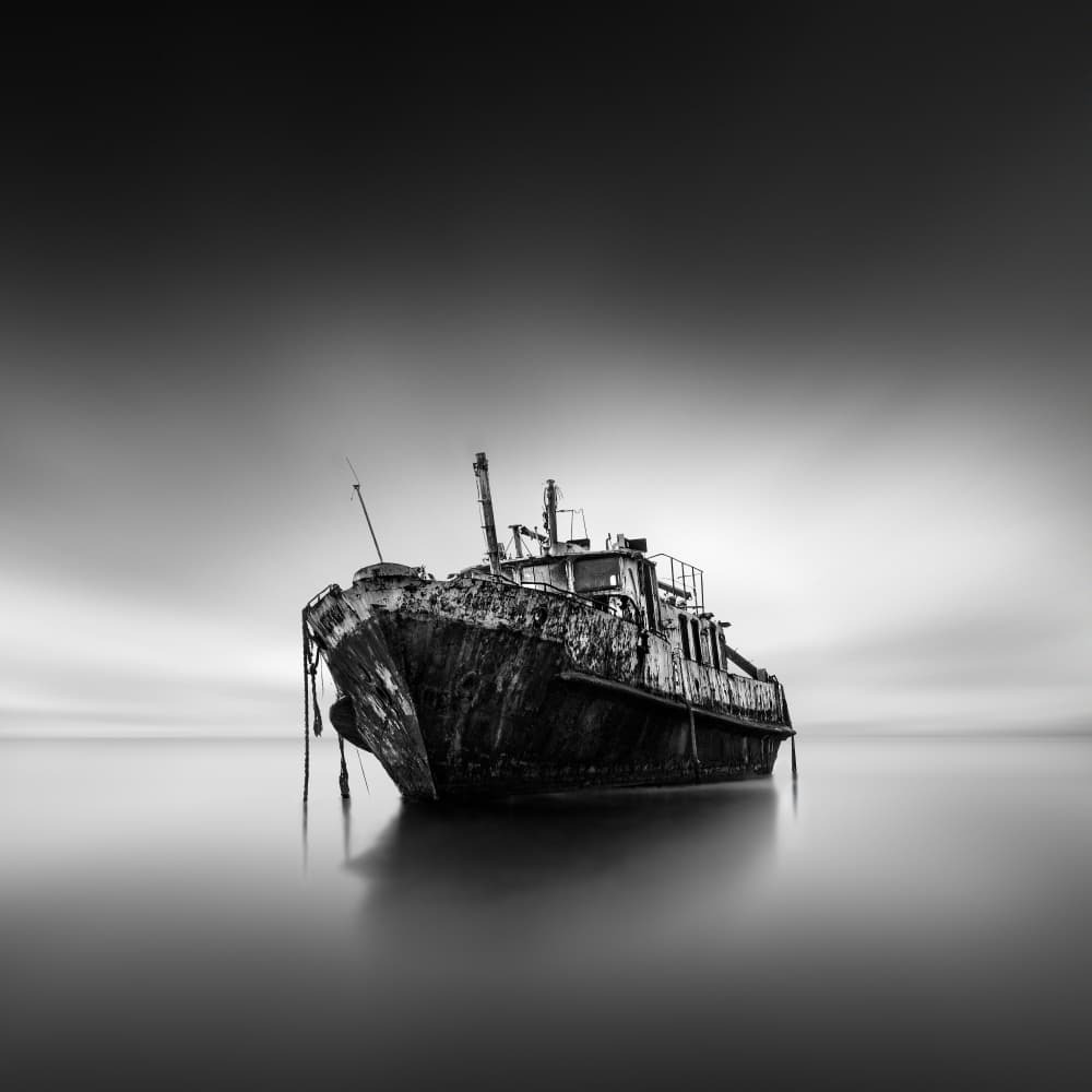 Rusty Shipwreck Stillness by George Digalakis — canvas wall art