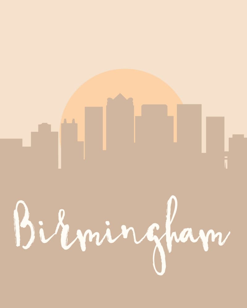 Birmingham Skyline Sunset by Emiliano Deificus — canvas wall art