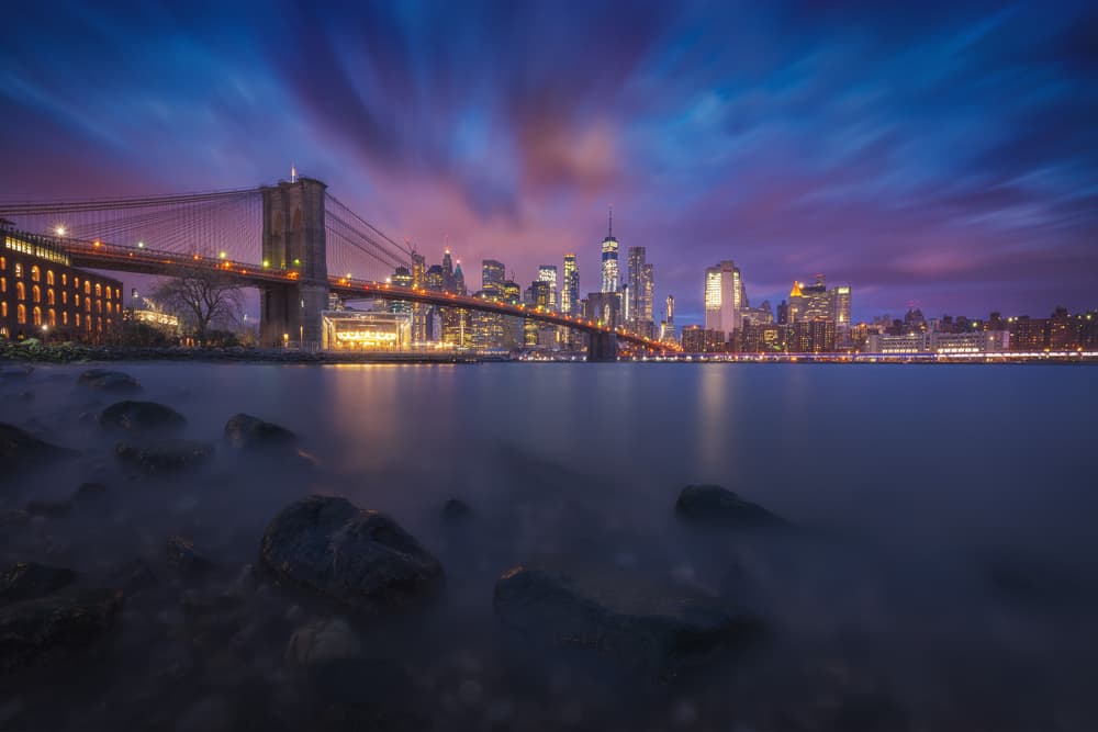 Brooklyn Bridge Blue Hour by Carlos F. Turienzo — canvas wall art
