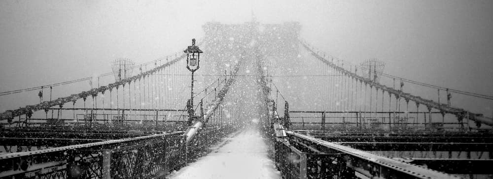 Snowy Brooklyn Bridge by Martin Froyda — canvas wall art
