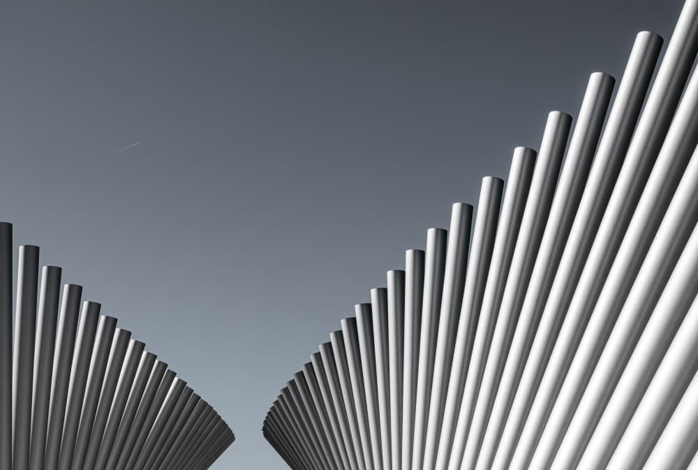 Curved Silver Tubes by Markus Auerbach — canvas wall art