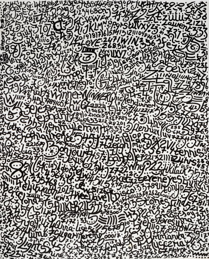 Abstract Word Number Doodle by Lorenzo A Roe — canvas wall art