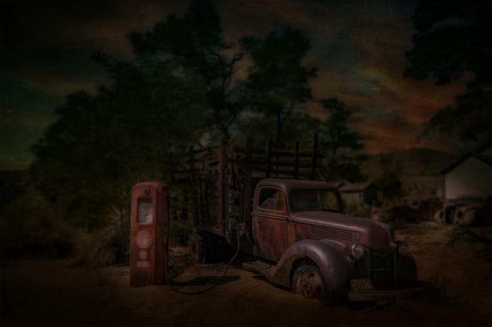 Rusty Truck Country Sunset by Michel Romaggi — canvas wall art