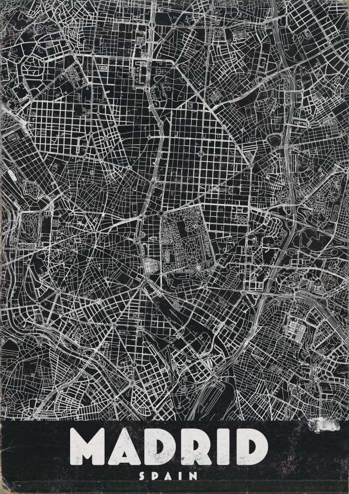 Madrid City Map by Nicholas — canvas wall art