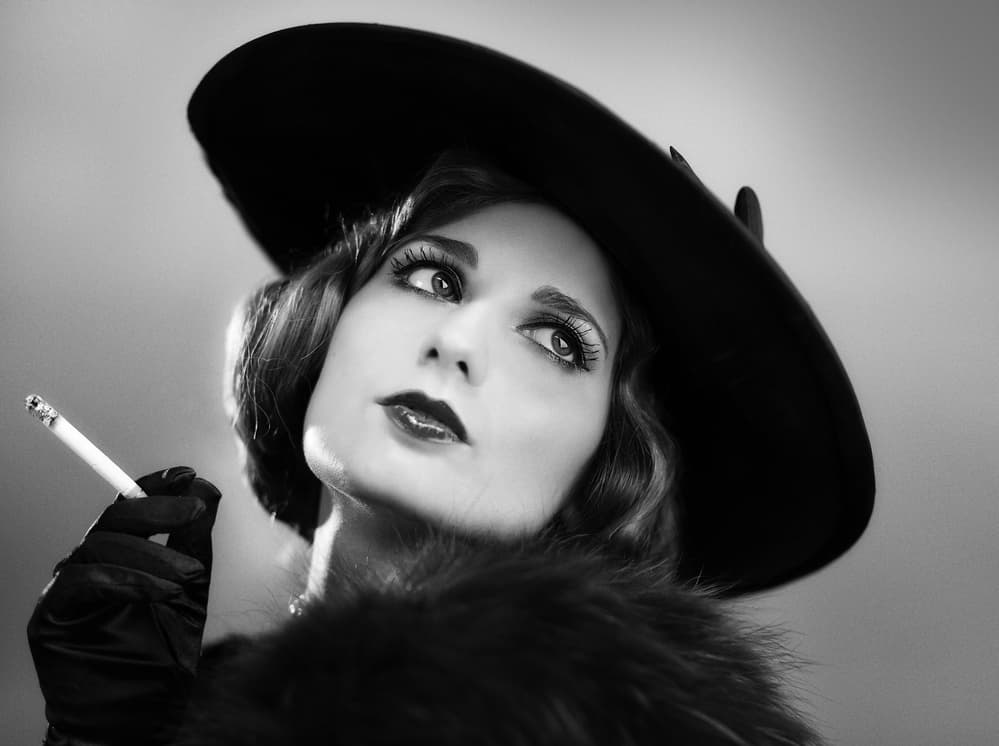 Elegant Lady Smoking by Peppe Tambè — canvas wall art