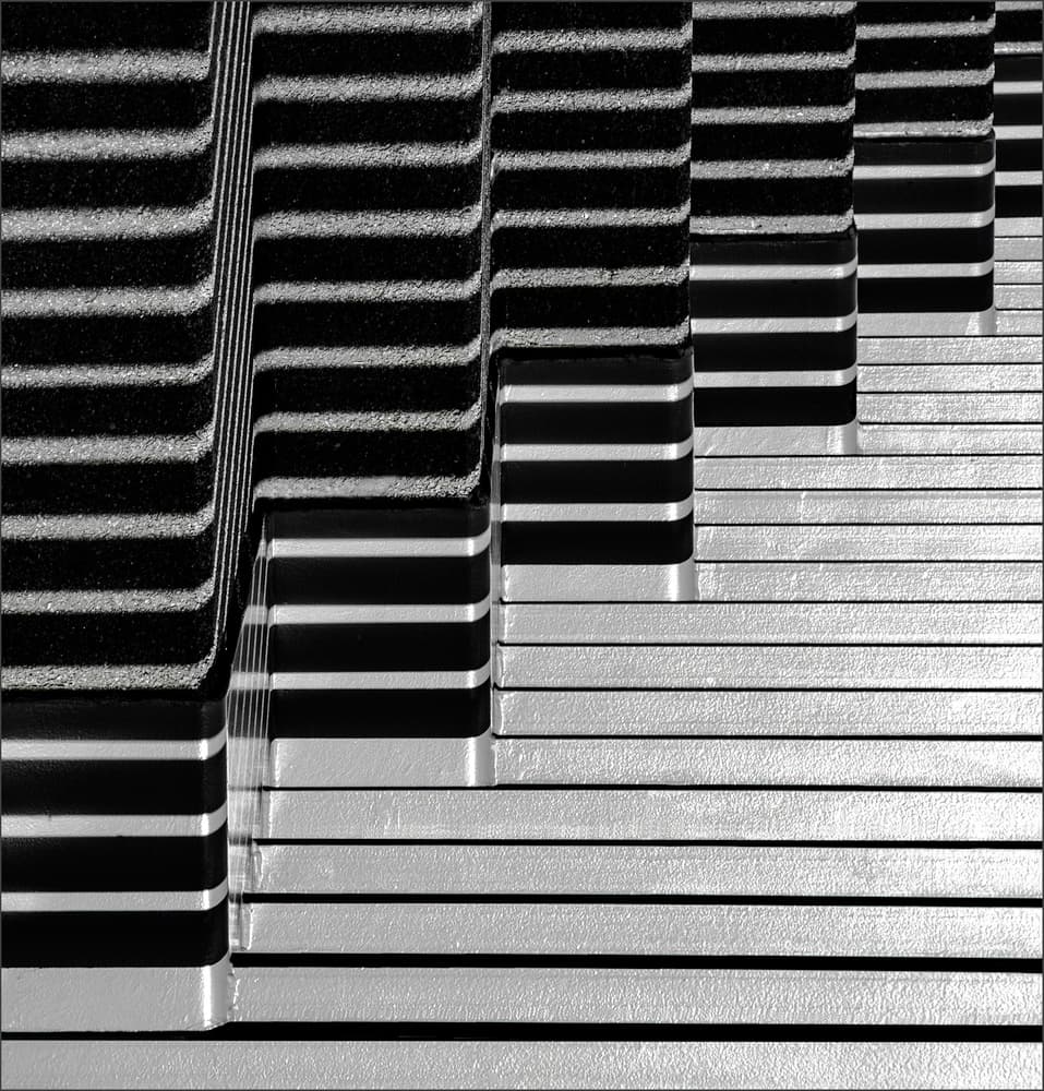 Stepped Monochrome Lines by Gilbert Claes — canvas wall art