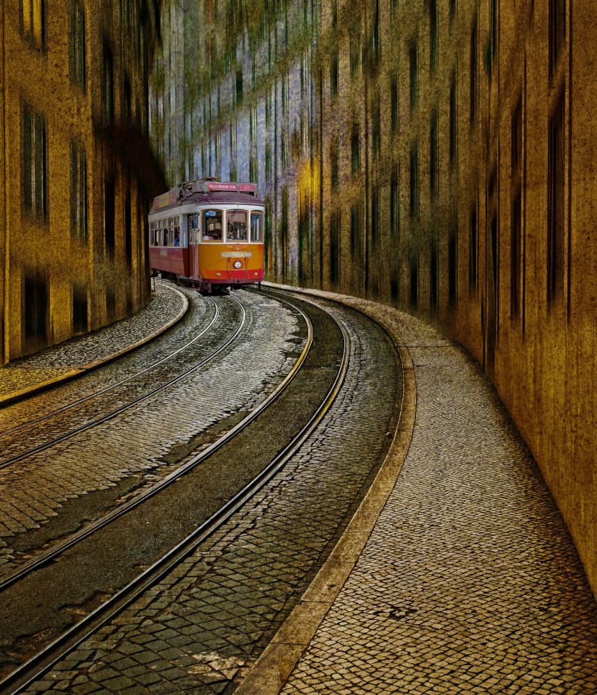 Vintage City Tram by Isabelle DUPONT — canvas wall art