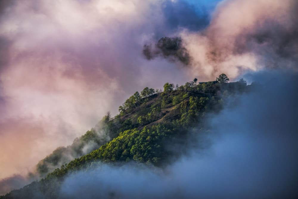 Misty Green Mountain by Xiaoyang Wang — canvas wall art
