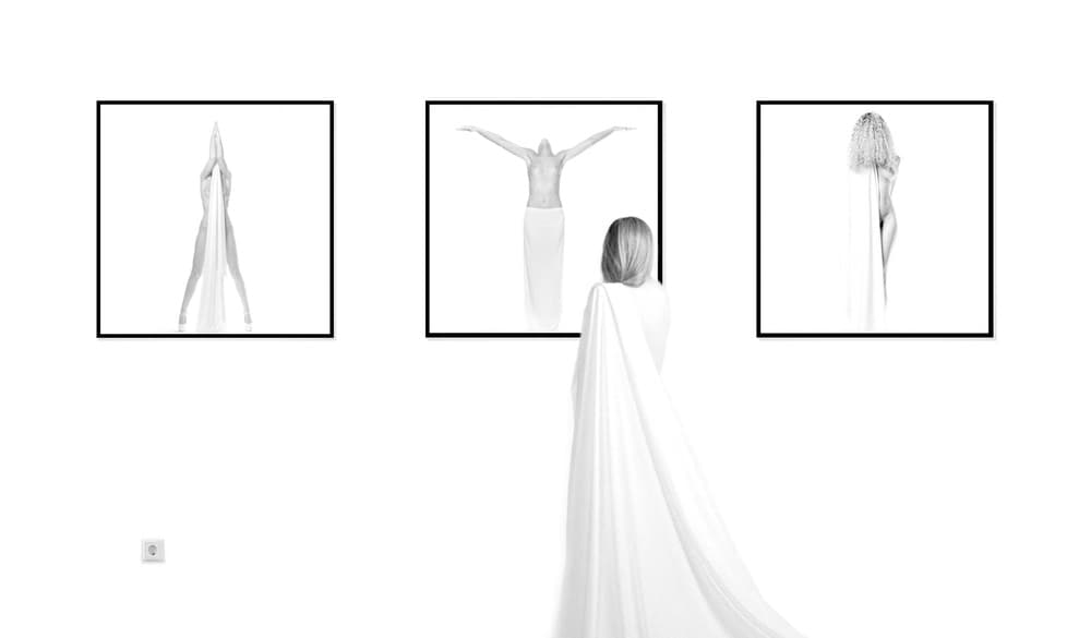 Draped Woman Gallery Visit by Huib Limberg — canvas wall art