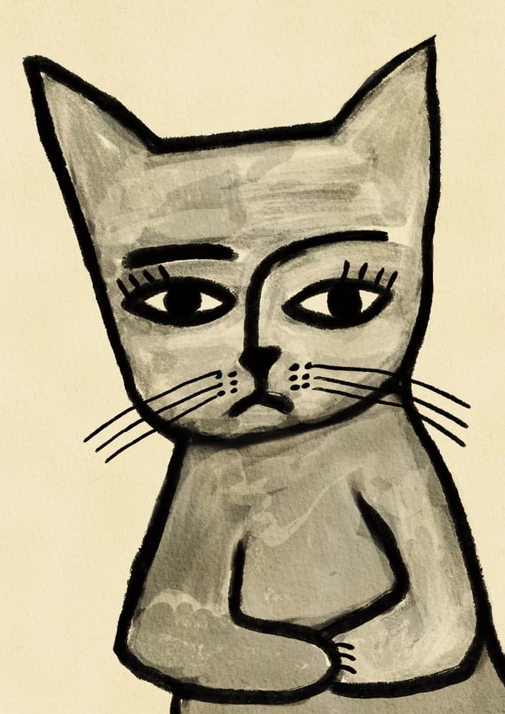 Grumpy Gray Cat by Sharyn Bursic — canvas wall art