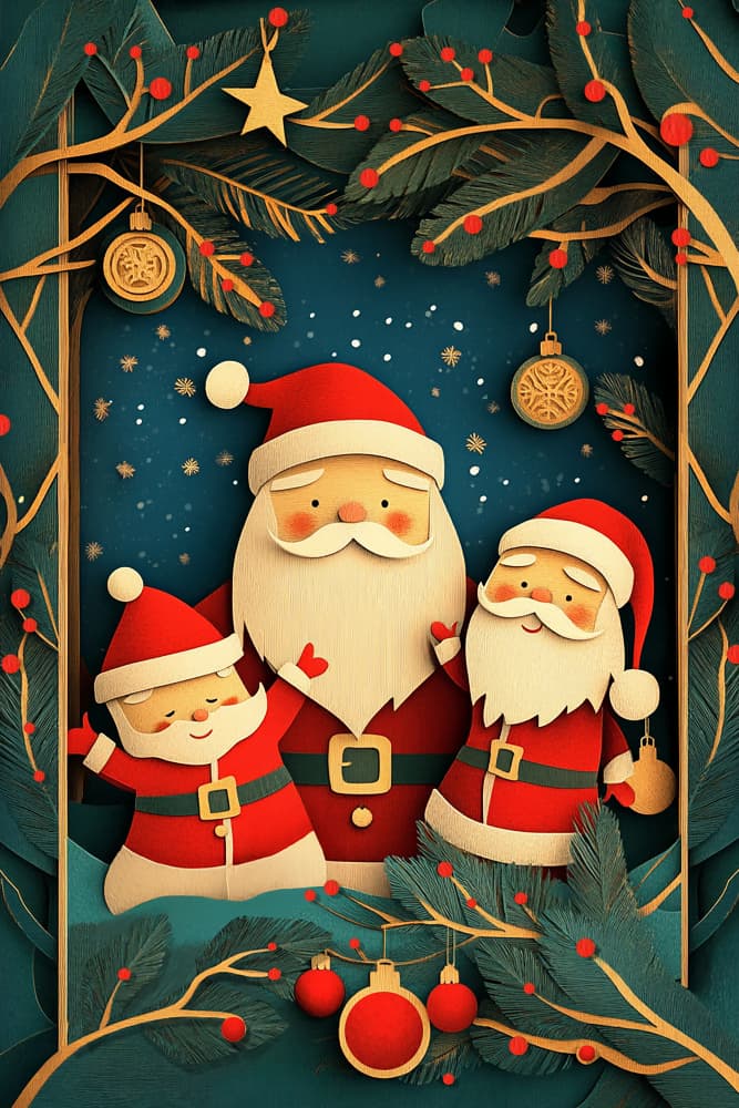 Festive Santa Family by Pictufy Studio IV — canvas wall art