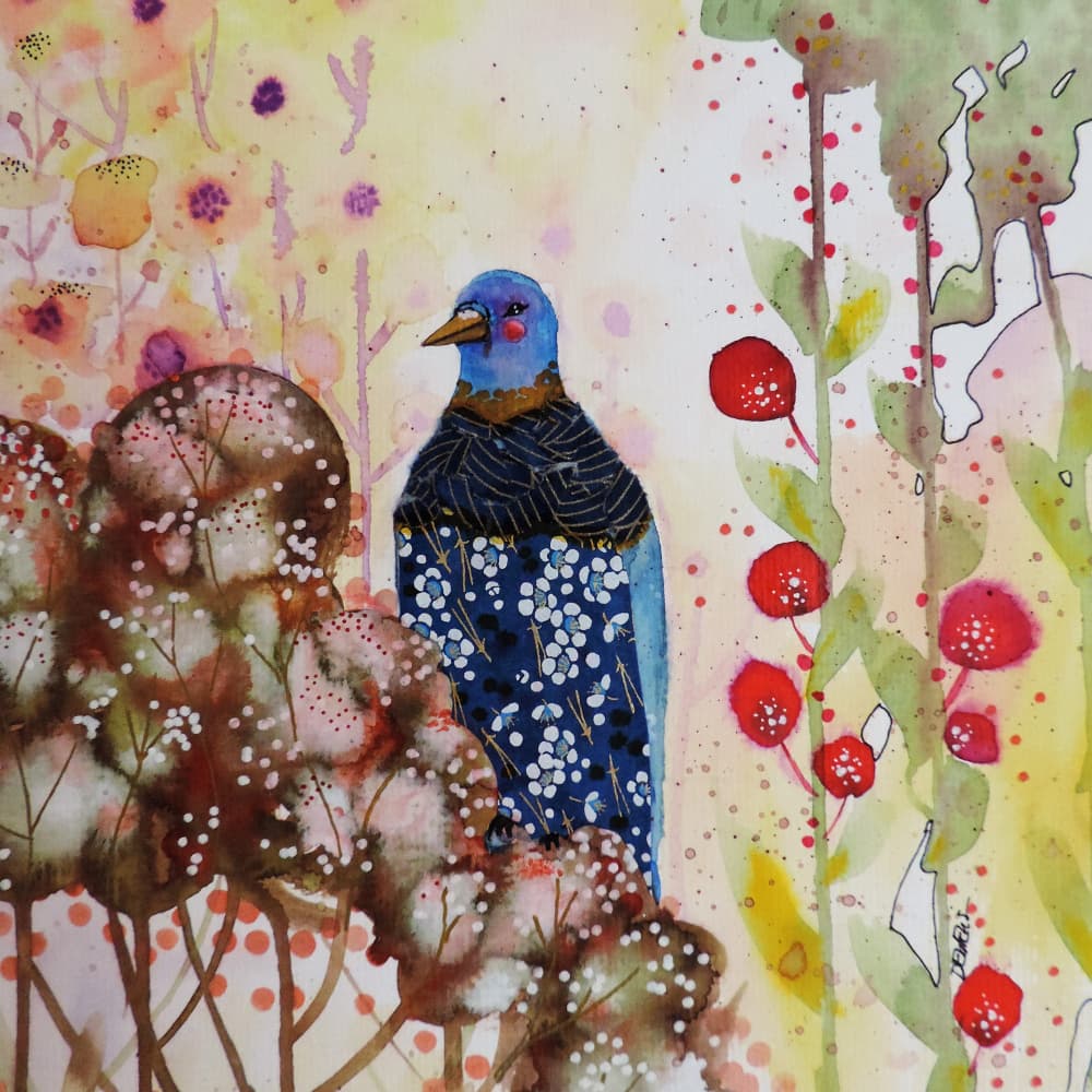 Whimsical Blue Bird by Sylvie Demers — canvas wall art