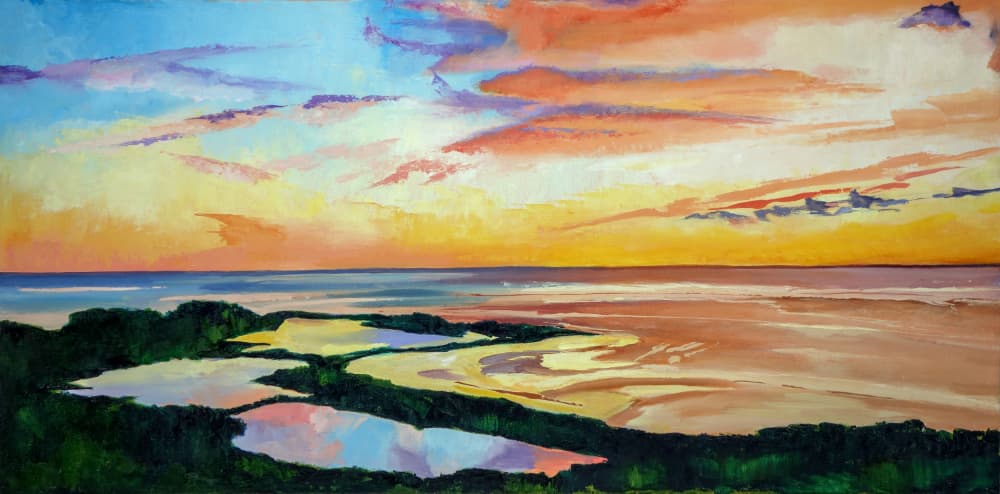 Vibrant Coastal Sunset by Maxine Shore — canvas wall art