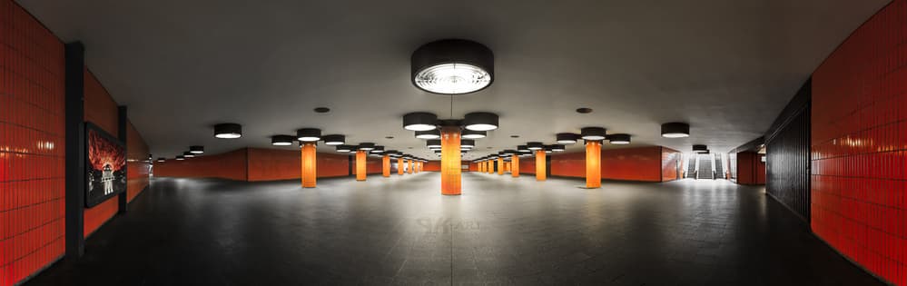 Orange Metro Station Hallway by Kay PK — canvas wall art