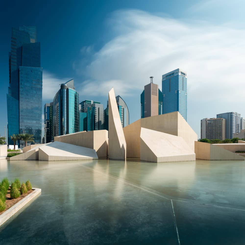 Modern City Waterscape by Mohammed Hasan Al Janabi — canvas wall art