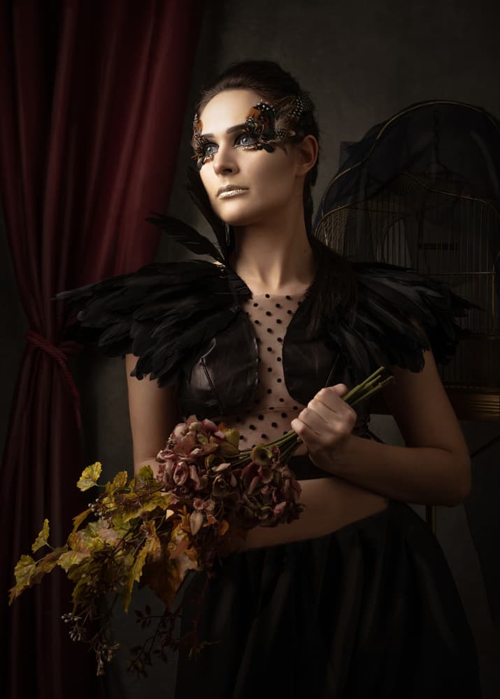 Dark Butterfly Woman by Renzo Carraro — canvas wall art