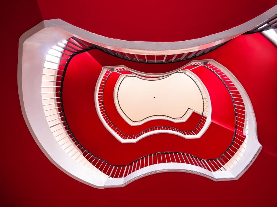 Flowing Red Architecture by Max Zimmermann — canvas wall art