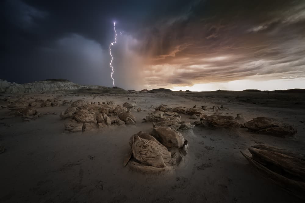 Dramatic Desert Lightning by Ming Chen — canvas wall art
