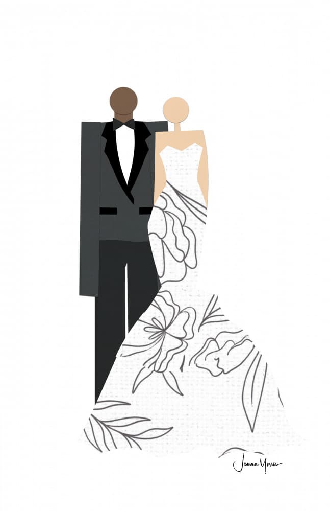 Floral Wedding Couple by Jemma Morris — canvas wall art