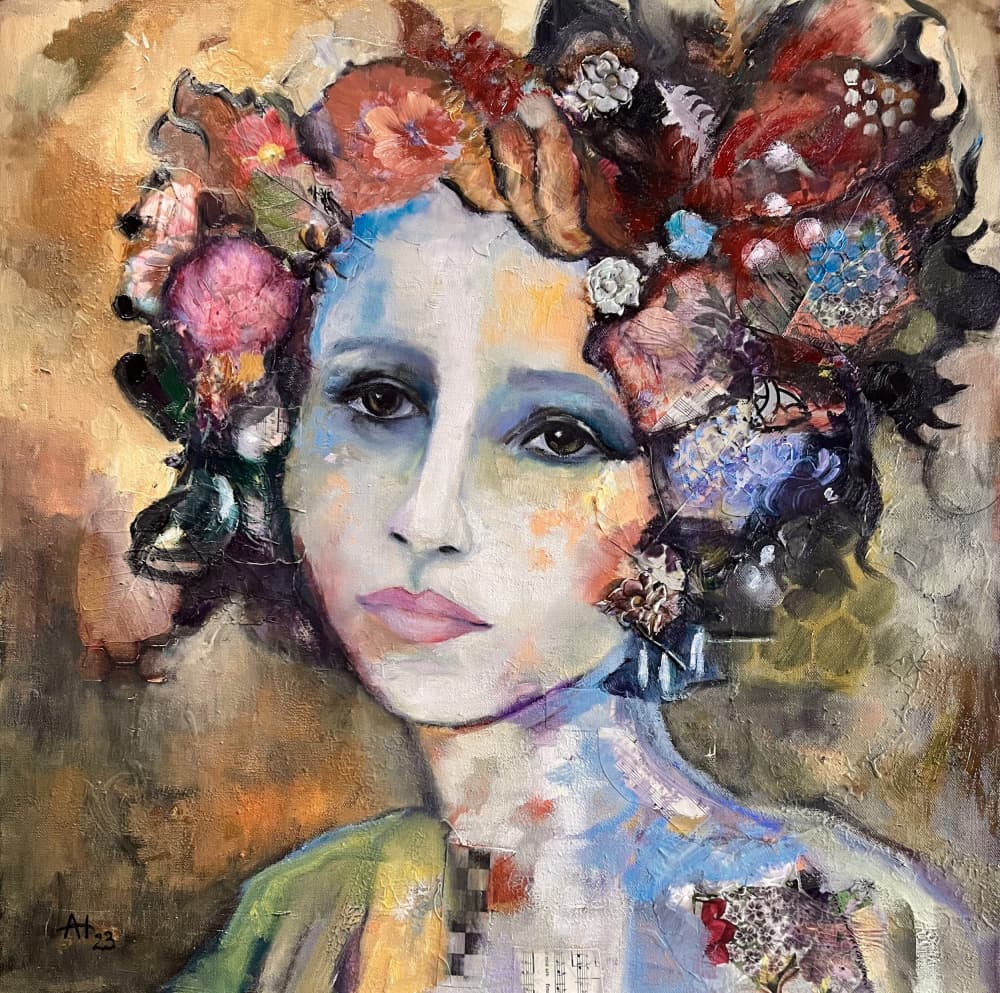Expressive Floral Portrait by Alexandra Higgins — canvas wall art