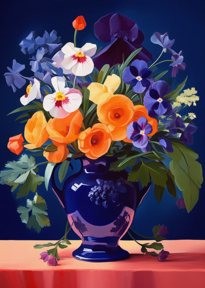 Vibrant Flowers Blue Vase by Andreas Magnusson — canvas wall art