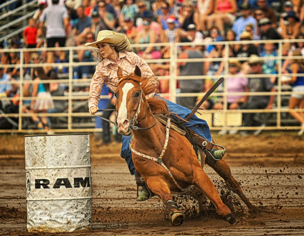 Cowgirl Barrel Race by Robert Zhang — canvas wall art