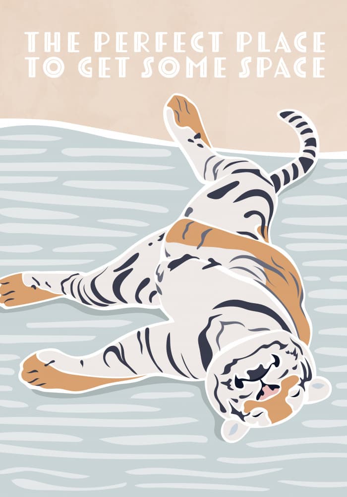 Relaxing Tiger Float by Sarah Manovski — canvas wall art