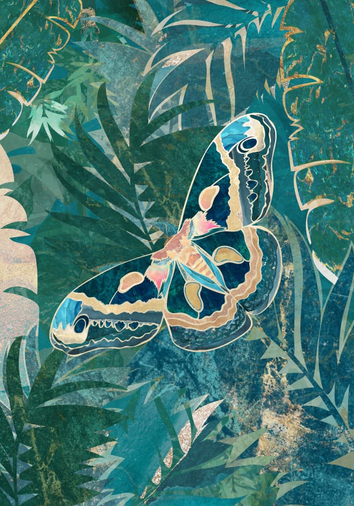 Emerald Butterfly Jungle by Sarah Manovski — canvas wall art