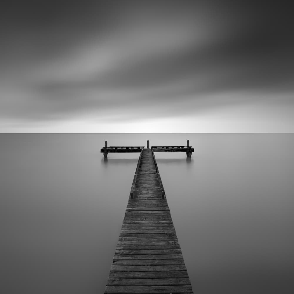 Serene Pier Waters by Jana Luo — canvas wall art