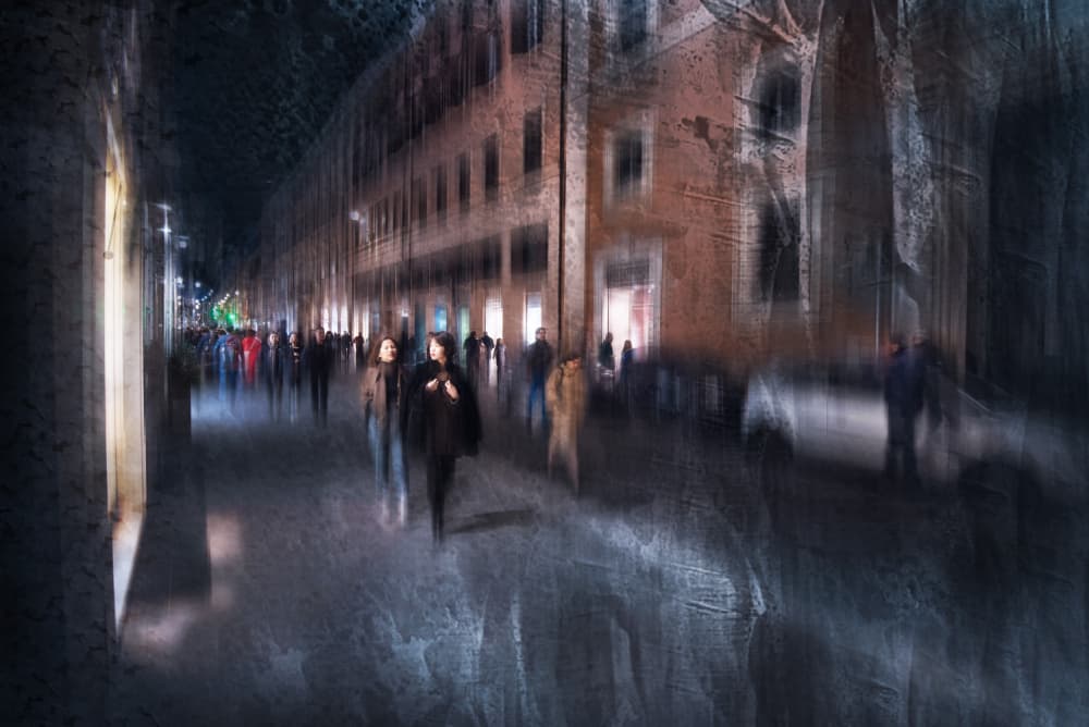 Night City Street by Nicodemo Quaglia — canvas wall art