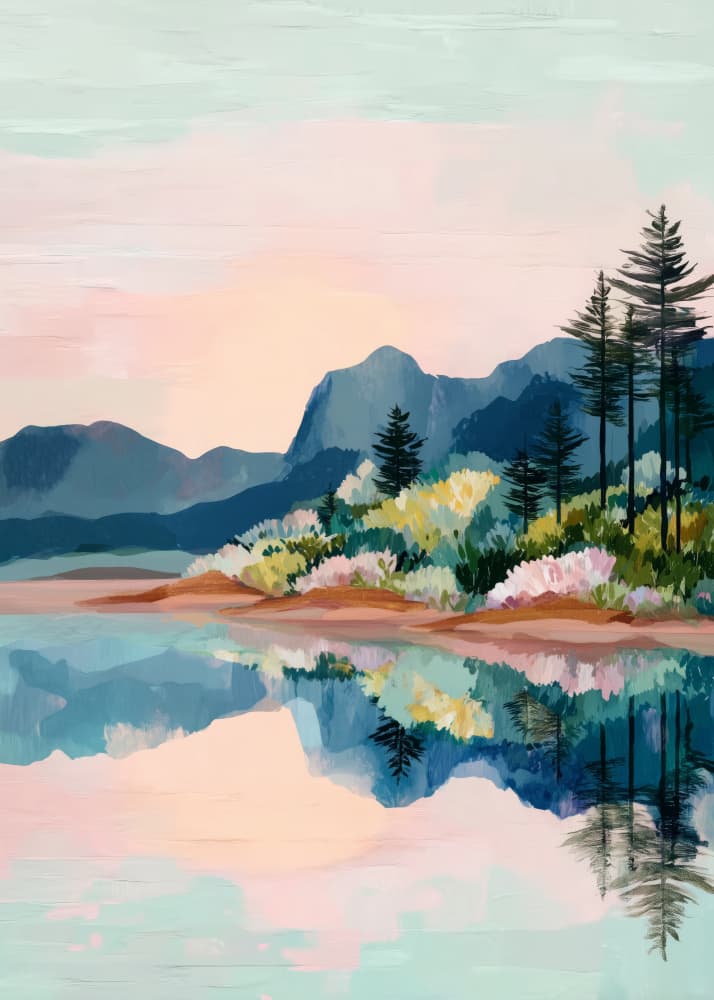 Serene Mountain Reflection by Nadjaa — canvas wall art