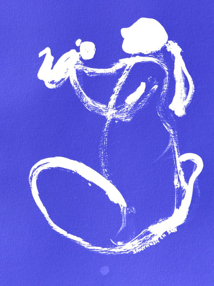 Blue Eating Figure by Santhosh ch — canvas wall art