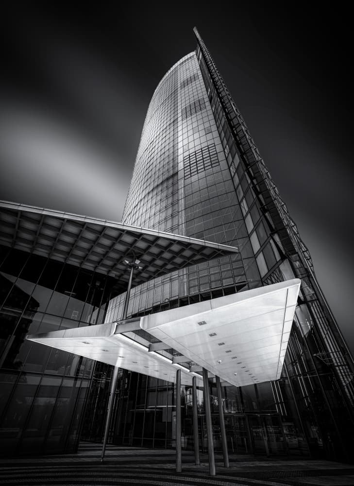 Monochrome Urban Tower by Roland M Schwerdtfeger — canvas wall art