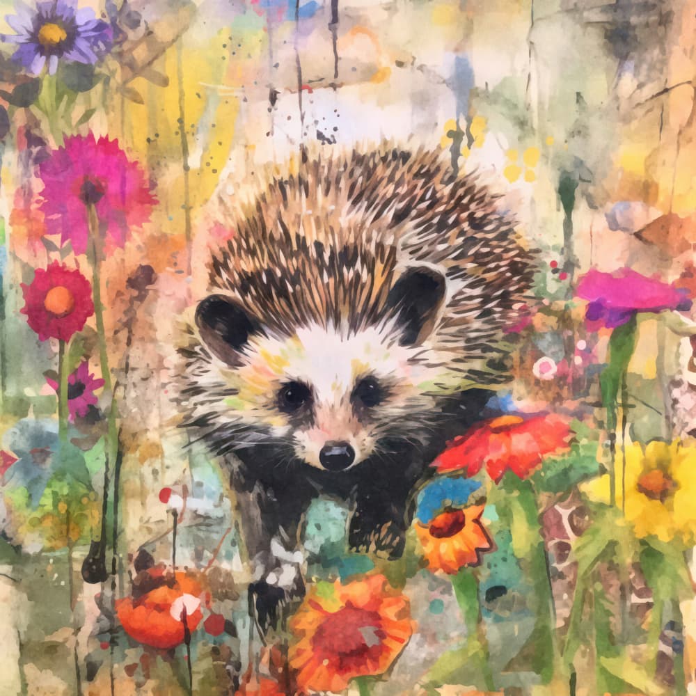Whimsical Garden Hedgehog by Andrea Haase — canvas wall art