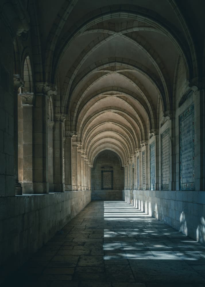 Sunlit Stone Archway by Miroslaw Prybinski — canvas wall art