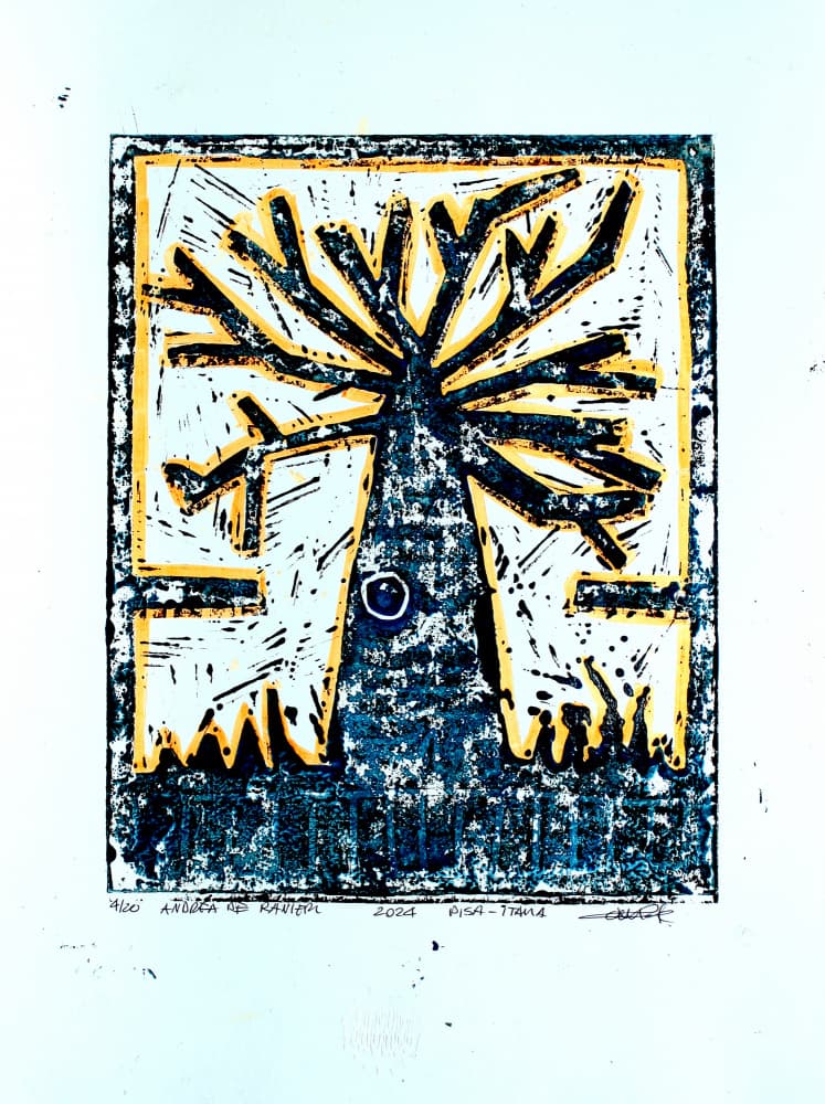 Abstract Woodcut Tree by andrea de ranieri — canvas wall art