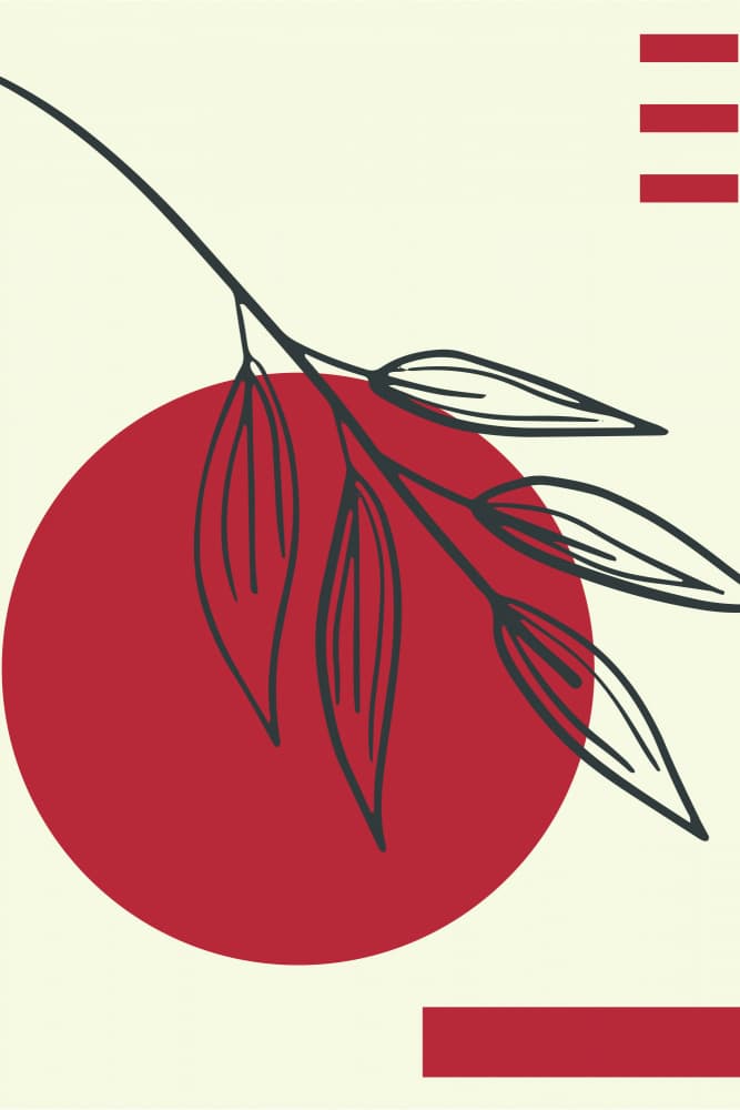 Minimalist Leaf Red Circle by jay stanley — canvas wall art