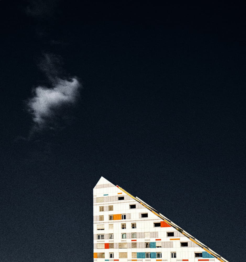 Colorful Geometric Building by Roberto Parola — canvas wall art
