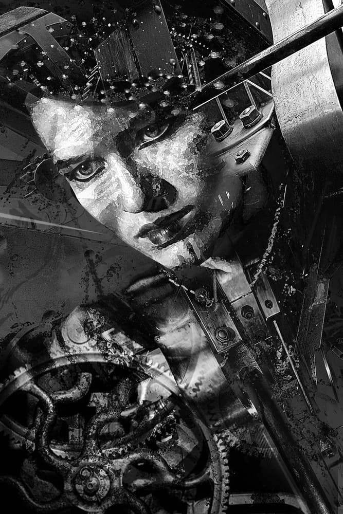 Mechanical Man Portrait by David Leyland — canvas wall art