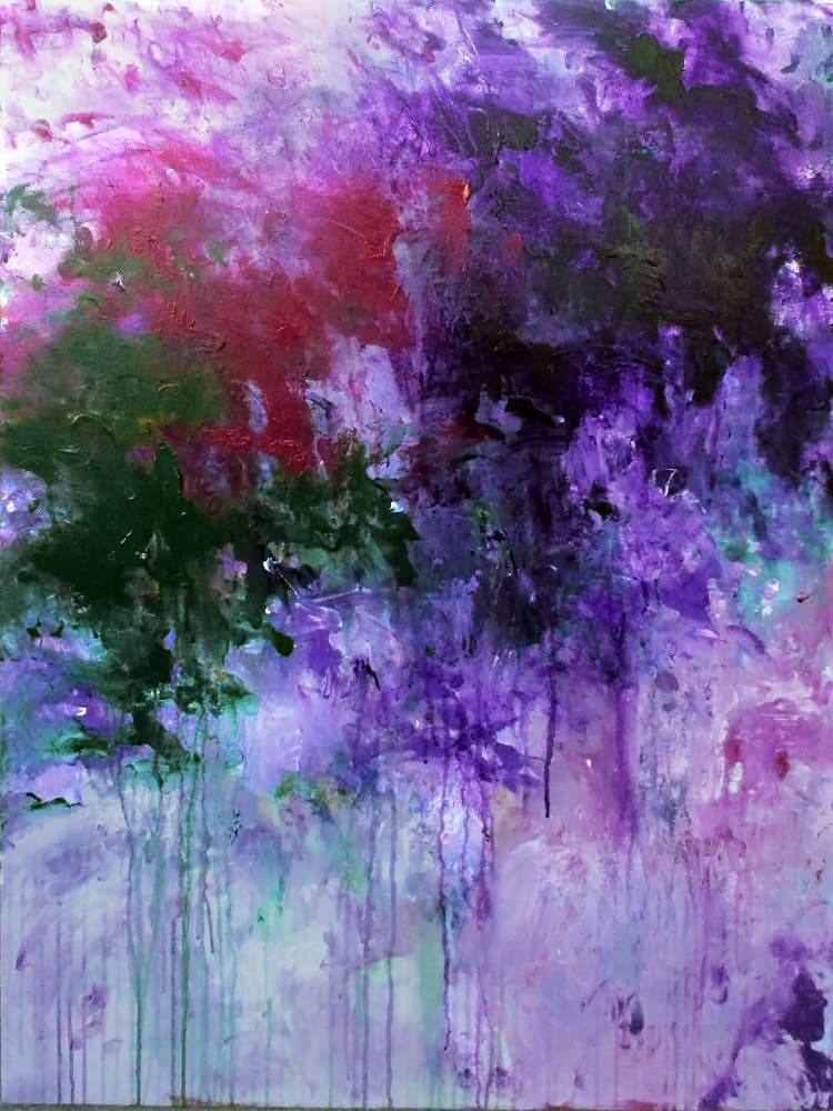 Vibrant Purple Green Abstract by Ron Halfant — canvas wall art