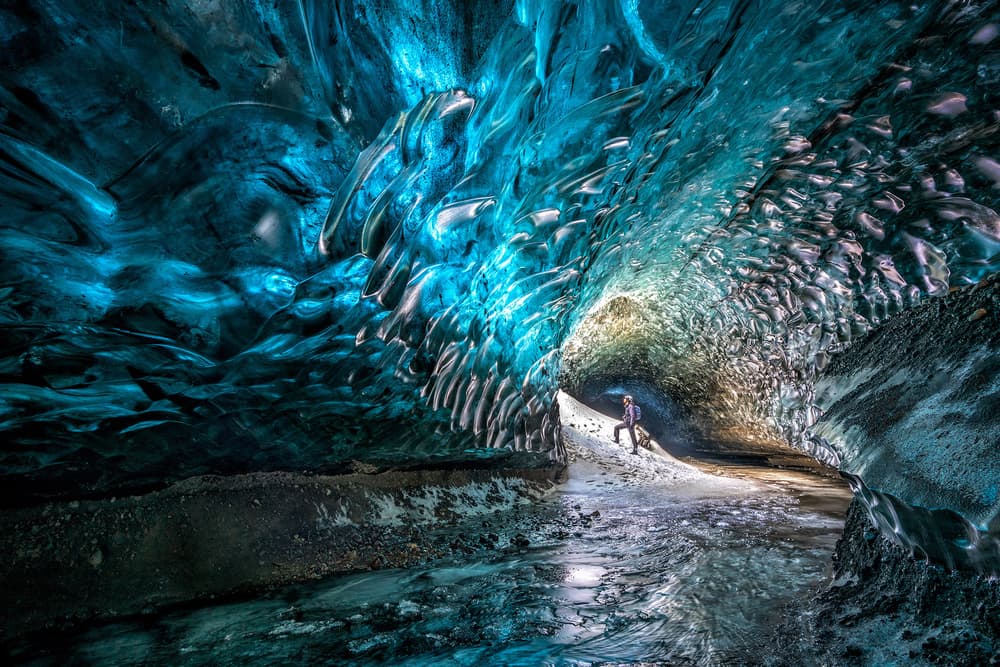 Blue Ice Cave Passage by Álvaro Pérez & Jose M. Pérez. Brothers — canvas wall art